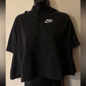 Nike Charcoal Short-Sleeve Hooded Half-Zip Poncho